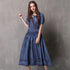 Short Sleeve V Neck Retro Chinese Style Jean Dress