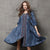 Floral Embroidery Retro Chinese Style Jean Dress Wind Coat