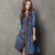 Floral Embroidery Retro Chinese Style Jean Dress Wind Coat