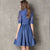 Lace Sleeve Lapel Collar Retro Chinese Style Jean Dress