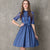 Lace Sleeve Lapel Collar Retro Chinese Style Jean Dress