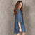 Robe en jean style chinois rétro à manches 3/4 et col en V