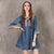 Robe en jean style chinois rétro à manches 3/4 et col en V