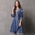 3/4 Sleeve V Neck Floral Embroidery Chinese Style Jean Dress