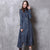 Long Sleeve Tea Length Chinese Style Jean Dress