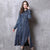 Long Sleeve Tea Length Chinese Style Jean Dress