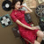 Illusion Neck Floral Embroidery Brocade Cheongsam Chinese Dress