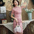 Illusion Neck Floral Embroidery Brocade Cheongsam Chinese Dress