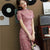 Illusion Neck Floral Embroidery Brocade Cheongsam Chinese Dress