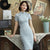 Kurzarm-Cheongsam-Cheongsam-Cheongsam mit floraler Spitze, passendes chinesisches Kleid