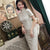 Short Sleeve Floral Lace Tea Length Cheongsam Prom Dress