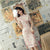 Floral Embroidery Knee Length Modern Cheongsam Chinese Dress