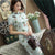 Short Sleeve Retro Cheongsam Floral Silk Chinese Dress