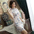 Fuff Sleeve Modern Cheongsam Floral Chinese Dress