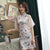 Fuff Sleeve Modern Cheongsam Floral Chinese Dress