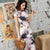 Robe chinoise en soie florale Cheongsam moderne à mancherons