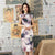 Cap Sleeve Modern Cheongsam Floral Silk Chinese Dress