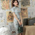 Short Sleeve Modern Cheongsam Floral Silk Chinese Dress