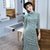 Halbarm knielanges Wildleder modernes Cheongsam im chinesischen Stil kariertes Kleid