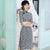 Half Sleeve Knee Length Suede Modern Cheongsam Chinese Style Plaids Dress