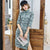 Halbarm-knielanges Wildleder Modernes Cheongsam-Tageskleid im chinesischen Stil