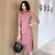 Knee Length Ruched Pattern Suede Modern Cheongsam Chinese Style Day Dress
