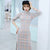 Halbarm knielanges Wildleder Retro Cheongsam im chinesischen Stil kariertes Kleid