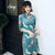 Half Sleeve Knee Length Floral Suede Modern Cheongsam Chinese Dress