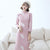 3/4 Sleeve Knee Length Woolen Cheongsam Chinese Dress with Feather Pattern