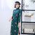 3/4 Sleeve Knee Length Floral Woolen Cheongsam Chinese Dress