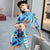 Knee Length Abstract Painting Pattern Modern Cheongsam Chinese Dress