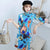 Vestido chino Cheongsam moderno con patrón de pintura abstracta hasta la rodilla
