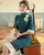 Trumpet Sleeve Modern Cheongsam Day Dress with Floral Lace Edge