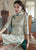 Floral Embroidery Traditional Cheongsam Knee Length Chinese Dress with Lace Edge