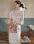 Patrón de cuadros y cuadros Cheongsam tradicional Vestido chino hasta la rodilla