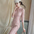 Half Sleeve Modern Cheongsam Knee Length Floral Lace Chinese Dress