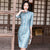 Half Sleeve Modern Cheongsam Knee Length Floral Lace Chinese Dress