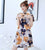 Cap Sleeve Spandex Cheongsam Chinese Style Floral Day Dress
