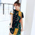Cartoon Pattern Spandex Cheongsam Chinese Style Chic Day Dress