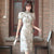 Puff Sleeve Floral Chiffon Modern Cheongsam Chic Girl Dress