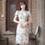Vestido de niña elegante cheongsam moderno de gasa floral con mangas abullonadas
