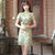 Vestido de niña elegante cheongsam moderno hasta la rodilla de ramio floral
