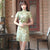 Floral Ramie Knee Length Modern Cheongsam Chic Girl Dress