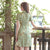 Floral Ramie Knee Length Modern Cheongsam Chic Girl Dress