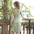 Vestido de niña elegante cheongsam moderno hasta la rodilla de ramio floral