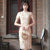 Vestido de niña elegante cheongsam moderno hasta la rodilla de ramio floral