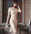Floral Ramie Knee Length Modern Cheongsam Chic Girl Dress