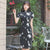 Robe chic moderne à manches courtes pour fille Cheongsam avec appliques en dentelle florale