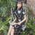 Short Sleeve Modern Cheongsam Chic Girl Dress with Floral Lace Applique