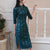 Half Sleeve Modern Cheongsam Knee Length Floral Lace Chinese Dress